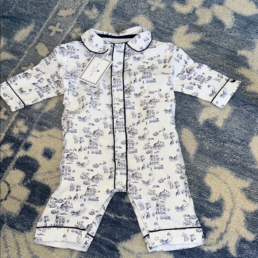 Blue toile one piece outfit
